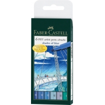 Набір ручок-пензликів капілярних Faber-Castell PITT Artist Pens "Brush" Shades of blue 6 шт