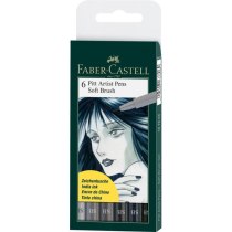 Набір ручок-пензликів капілярних Faber-Castell PITT Artist Pens Soft Brush 6 шт