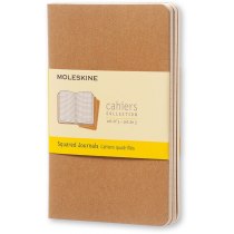 Набір зошитів (3 шт.) Moleskine Cahier 9 х 14 см / Клітина Беж