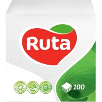 Серветки Ruta тришарові 33х33см білі 100шт