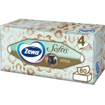 Серветки  Zewa Softis чотирьохшарові в коробці  80 шт