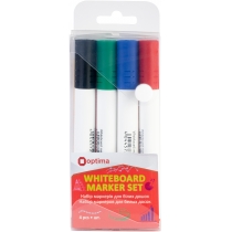 Набір маркерів для білих дошок Optima 2 мм, 4 кольори в пеналі