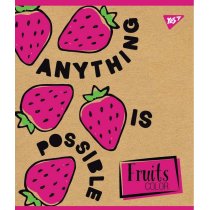 Тетрадь 12 листов, клетка, крафт, белила  "Fruits color"