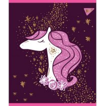 Тетрадь 12 листов, косая линия, мат. ВДЛ+фольга золото+глиттер "UNICORN"