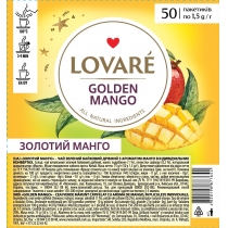 Чай зелений пакетований Lovare Golden Mango з пелюстками квітів і натуральним ароматом манго 50шт х