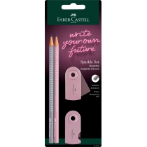 Набір Faber-Castell 2 чорнографітних олівця Grip Sparkle з чинкою і гумкою Sleeve