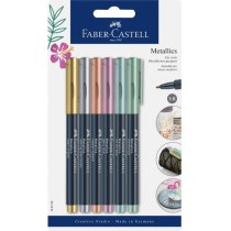 Набір тонких маркерів металіків Faber-Castell Metallics Marker M (1,5 мм) 6 кольорів