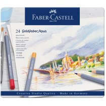 Олівці акварельні Faber-Castell Goldfaber Aqua 24 кольору в металевій коробці