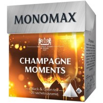 Чай чорний та зелений в пірамідках Мономах Champagne Moments з пелюстками квітів і натуральним арома