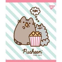 Зошит 12 аркушів, клітинка, УФ-виб.+глітер+софт-тач  "Pusheen. Sweet cat"