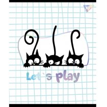 Зошит 12 аркушів, лінія, софт-тач+фольга срібло голограф.  "Playful kitties"