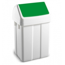 Відро для сміття TTS з поворотною кришкою біло-зелене, 25л