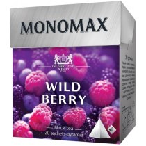 Чай цейлонський чорний в пірамідках Мономах Wild Berry з ягодами, пелюстками квітів і натуральним ар