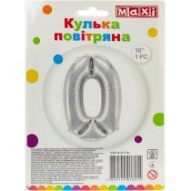 Куля повітряна срібляста фольгована "0" висотою 40,64 см