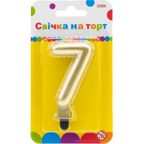 Свічка золотиста двостороння "7" у вигляді надувної кульки висотою 7,62 см