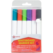 Набір маркерів для білих дошок Optima 2 мм, 6 кольорів в пеналі