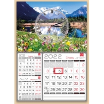Календар квартальний настінний 3в1 на 1 пружину з годиником 2022 (Природа1)