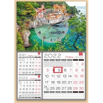 Календар квартальний настінний 3в1 на 1 пружину з годиником 2022 (Природа2)