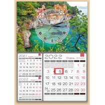 Календарь квартальный настенный 3в1 на 1 пружину с часами 2022 (Природа2)