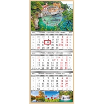 Календар квартальний настінний стандарт на 3 пружини з годиником 2022 (Природа2)