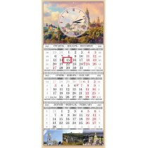 Календар квартальний настінний стандарт на 3 пружини з годиником 2022 (Київ)