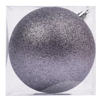 Новорічна куля Novogod'ko, пластик, 10 cм, сірий графіт, гліттер