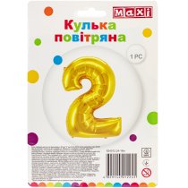 Куля повітряна золотиста фольгована "2", розмір 76*58 см