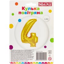 Куля повітряна золотиста фольгована "4", розмір 76*56 см