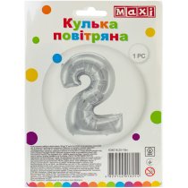 Куля повітряна срібляста фольгована "2", розмір 76*58 см