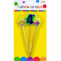 Свічки Stars "4" висотою 4,5 см, 3 шт.