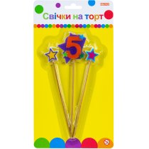 Свічки Stars "5" висотою 4,5 см, 3 шт.