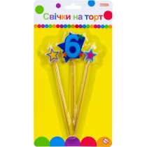 Свічки Stars "6" висотою 4,5 см, 3 шт.