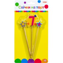 Свічки Stars "7" висотою 4,5 см, 3 шт.