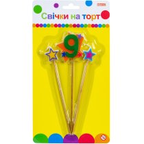 Свічки Stars "9" висотою 4,5 см, 3 шт.