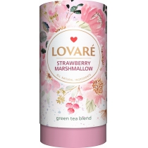 Чай зелений листовий Lovare Полуничний зефір з ягодами, пелюстками квітів і ароматом суниці 80 г
