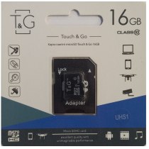 Карта пам'яті T & G MicroSDHC (UHS-1) 16GB class 10 (з адаптером) (TG-16GBSD10U1-01)