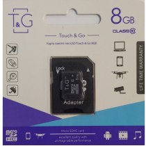 Карта памяти T & G microSDHC 8GB class 10  (с адаптером) (TG-8GBSDCL10-01)