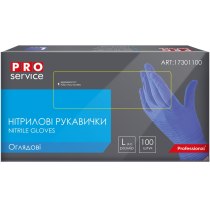 PRO Рукавички нітрилові оглядові нестерильні неприпудрені, сині, 100шт/уп, L (10уп/ящ)