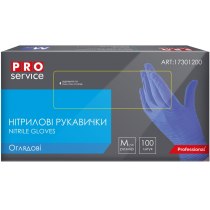 PRO Рукавички нітрилові оглядові нестерильні неприпудрені, сині, 100шт/уп, M (10уп/ящ)