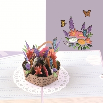 Подарункова листiвка 3D "Кошик квітів" 19*13см