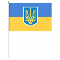 Прапор 30*45см "Україна Герб" (зі штоком), поліестер