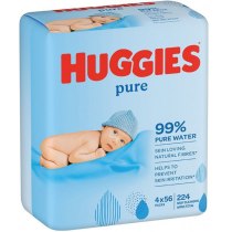 Вологі серветки дитячі Huggies Pure Quad 4 х 56 шт