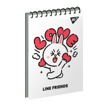Зошит для записів YES А7/80 од.спіраль "Line Friends. Lovey"