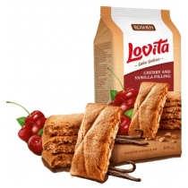 Здобне печиво Lovita Cake Cookies з вишнево-ванільною начинкою ККФ 168г /16шт