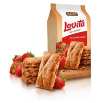 Здобное печенье Lovita Cake Cookies с клубничной начинкой ККФ 168г /16шт