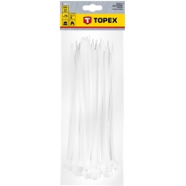 Хомут-стяжка TOPEX, білий, 4.8х200 мм, пластик, 75 шт.