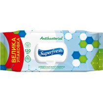 Серветки вологі Superfresh Antibacterial з клапаном 120 шт