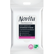 Вологі серветки NOVITA PROFESSIONAL для інтимної гігієни з рослинним комплексом 15шт,єврослот