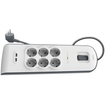 Мережевий фільтр-подовжувач Belkin 6хSchuko, 2xUSB 2.4A, 16А з захистом від перенапруги, 2м