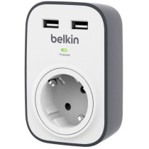 Мережевий фільтр Belkin 1XSchuko, 2xUSB 2.4A, 16А з захистом від перенапруги